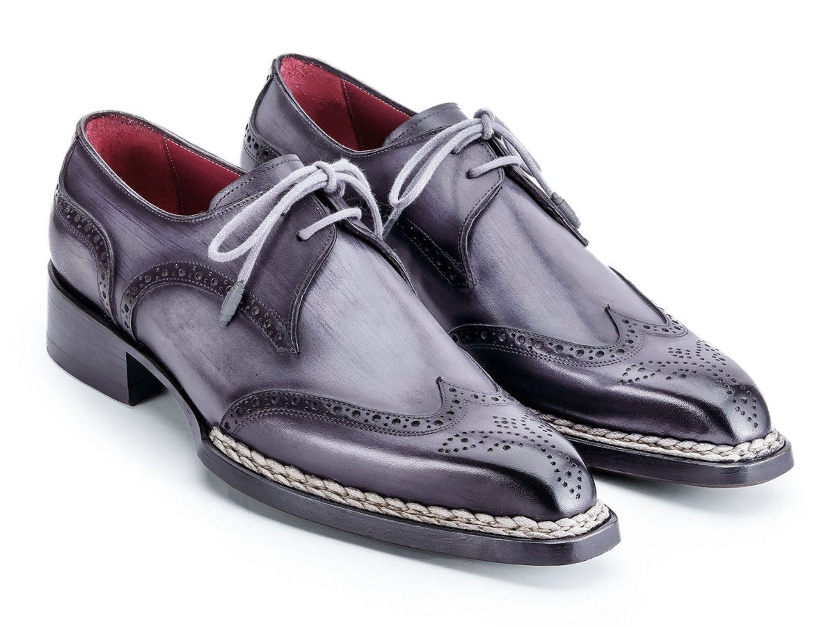 Paul Parkman Norwegian Welted Wingtip Derby Shoes Gray (ID8506 GRY)