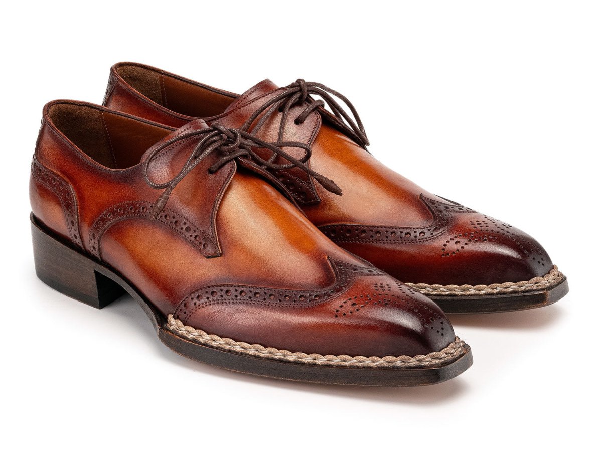 Paul Parkman Norwegian Welted Wingtip Derby Shoes in Brown