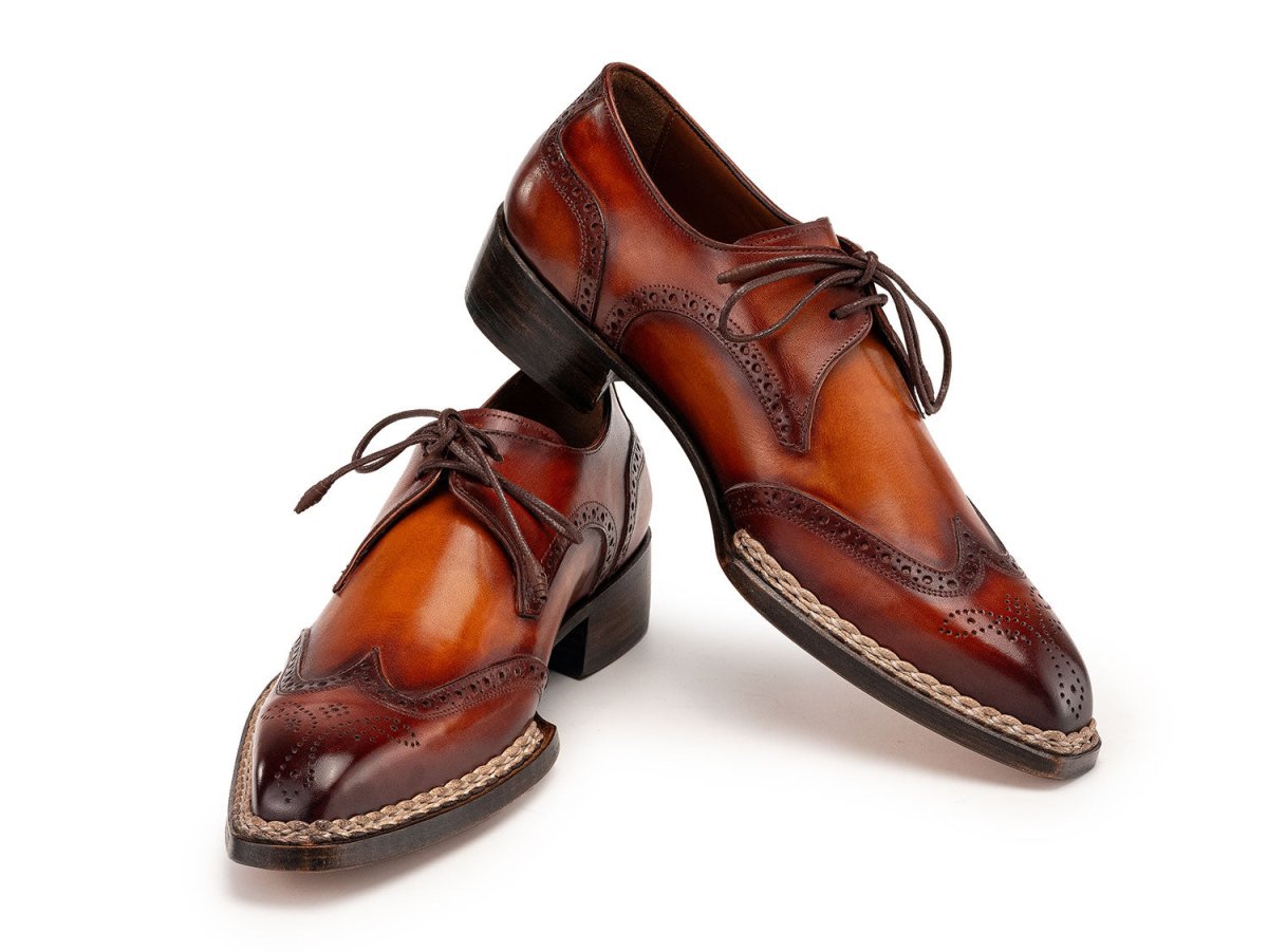 Paul Parkman Norwegian Welted Wingtip Derby Shoes in Brown
