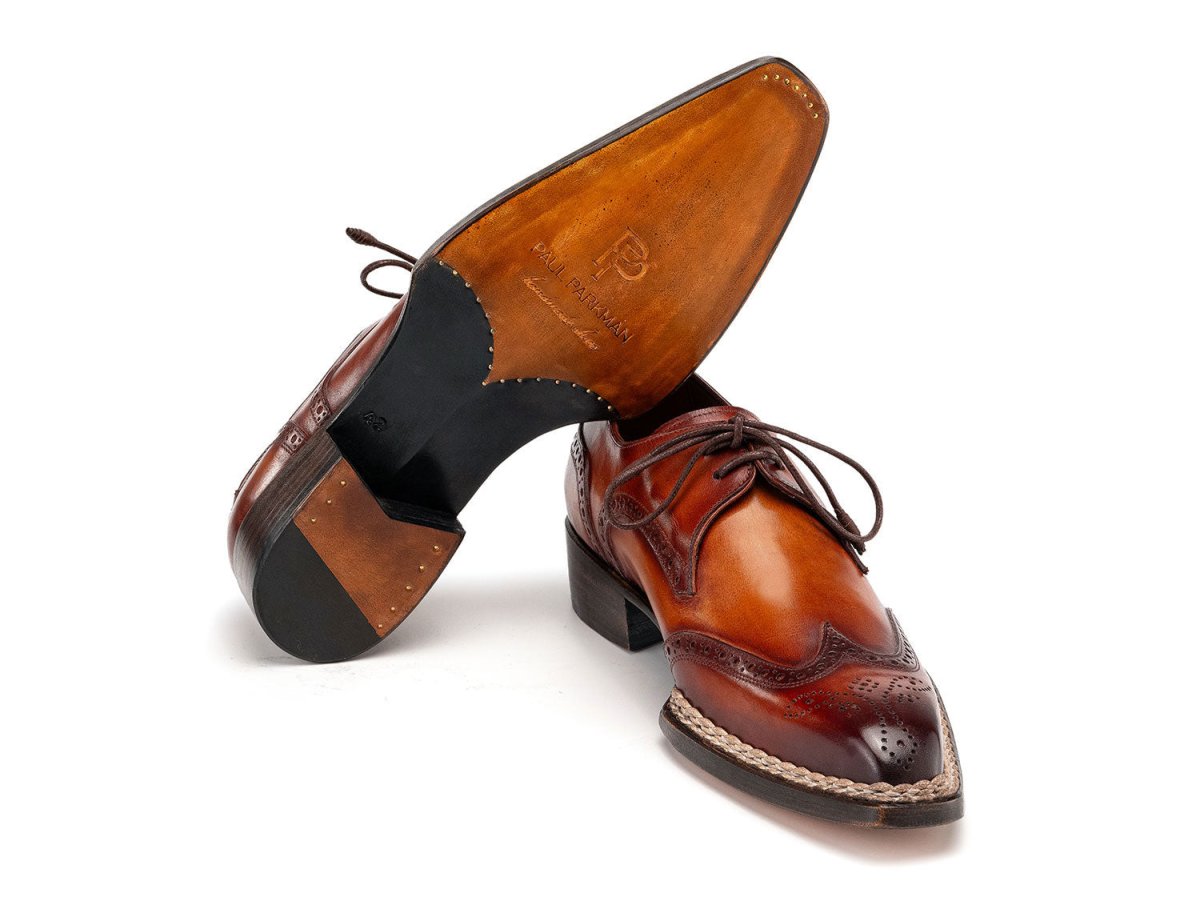 Paul Parkman Norwegian Welted Wingtip Derby Shoes in Brown