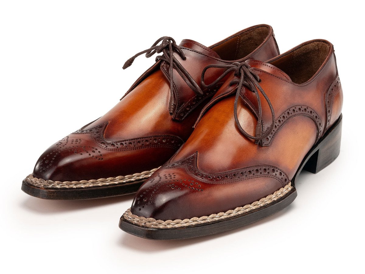 Paul Parkman Norwegian Welted Wingtip Derby Shoes in Brown