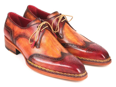 Paul Parkman Norwegian Welted Wingtip Derby Shoes Red and Camel (ID8506 CML)