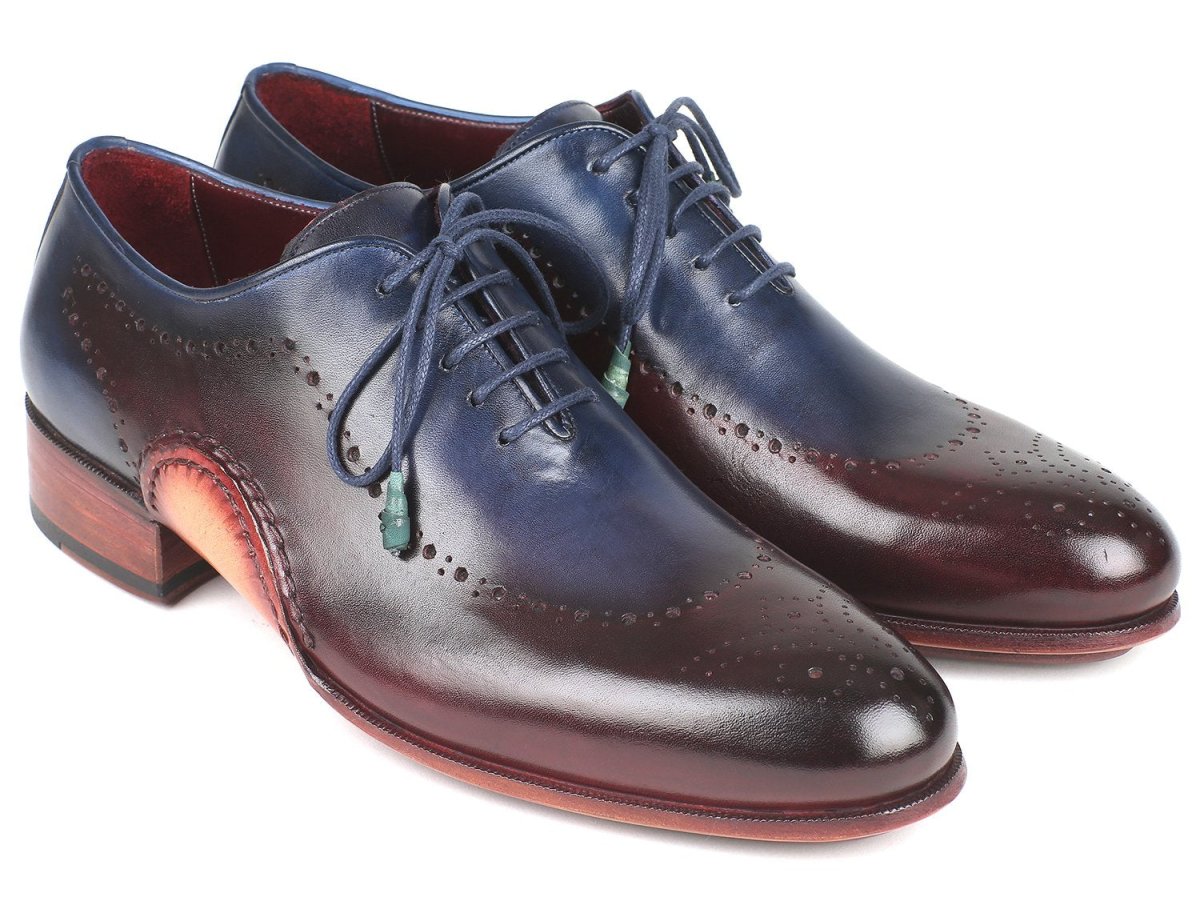 Paul Parkman Opanka Construction Blue and Bordeaux Oxfords (ID726 - BLU - BRD)