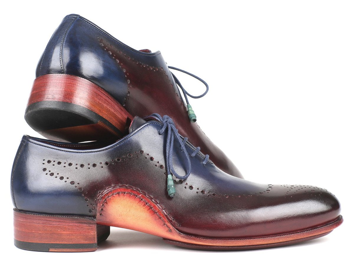Paul Parkman Opanka Construction Blue and Bordeaux Oxfords (ID726 - BLU - BRD)