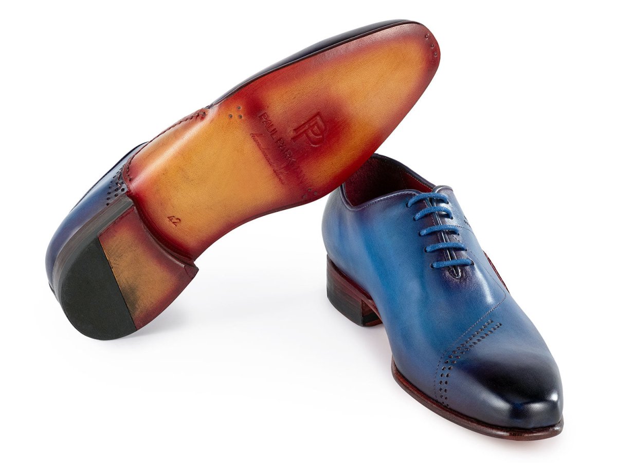 Paul Parkman Opanka Construction Blue Hand Painted Oxfords (IDOPK66BL)
