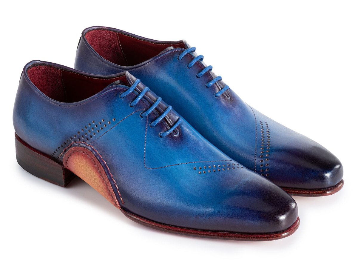 Paul Parkman Opanka Construction Blue Hand Painted Oxfords (IDOPK66BL)