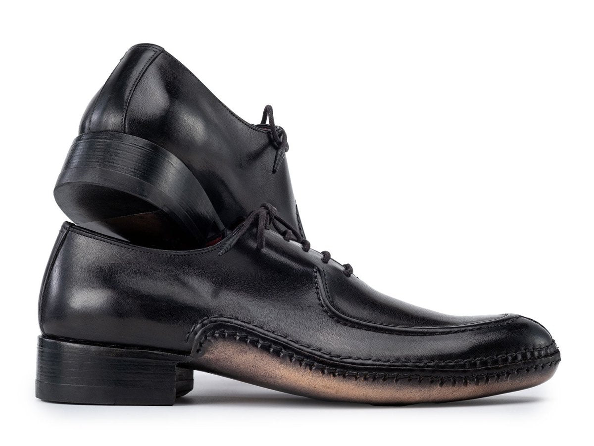Paul Parkman Opanka Stitched Men's Custom Made Split Toe Black Leather Oxford Shoes 054 BLK
