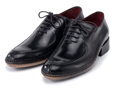 Paul Parkman Opanka Stitched Men's Custom Made Split Toe Black Leather Oxford Shoes 054 BLK