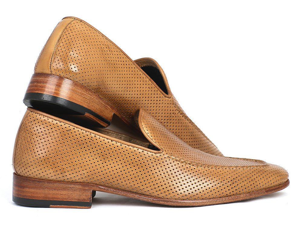 Paul Parkman Perforated Leather Loafers Beige (ID874 - BEJ)