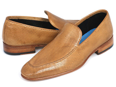 Paul Parkman Perforated Leather Loafers Beige (ID874 - BEJ)