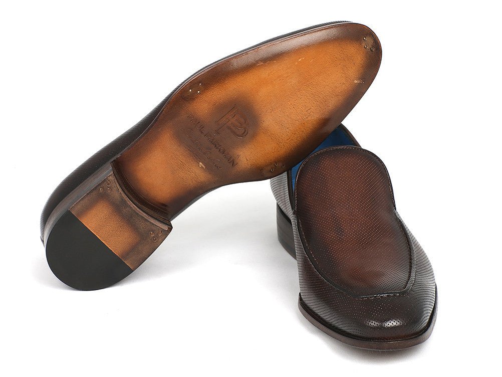 Paul Parkman Perforated Leather Loafers Brown (ID874 - BRW)
