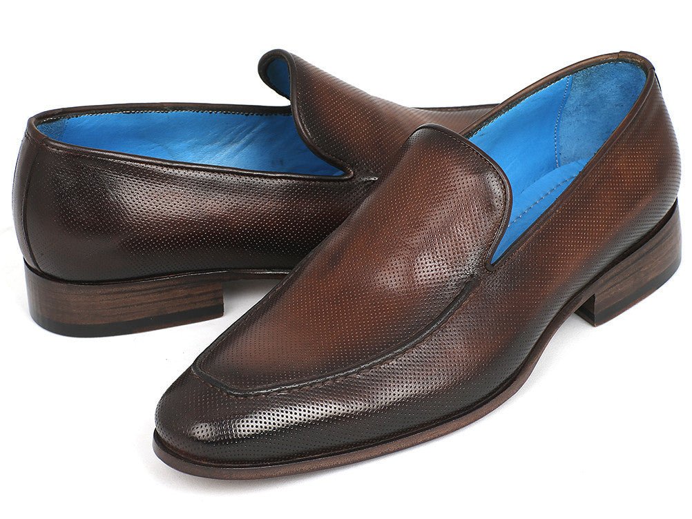 Paul Parkman Perforated Leather Loafers Brown (ID874 - BRW)