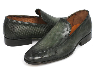 Paul Parkman Perforated Leather Loafers Green (ID874 - GRN)