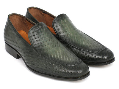 Paul Parkman Perforated Leather Loafers Green (ID874 - GRN)