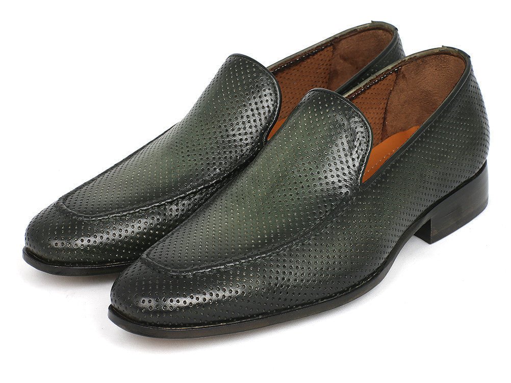 Paul Parkman Perforated Leather Loafers Green (ID874 - GRN)