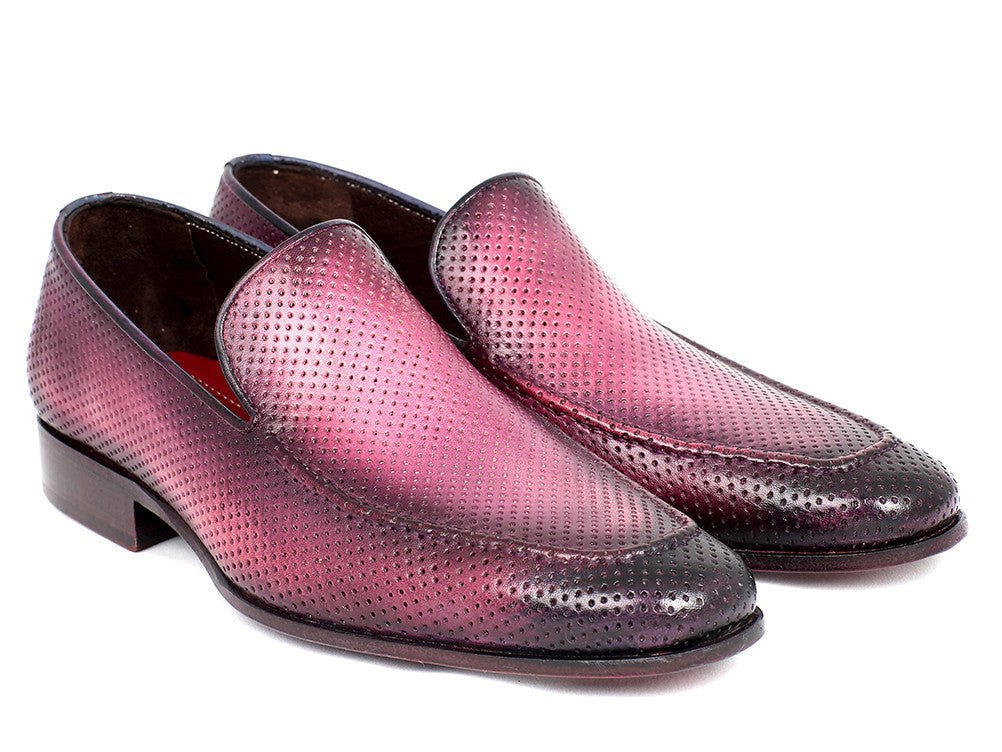 Paul Parkman Perforated Leather Loafers Purple (ID874 - RP)