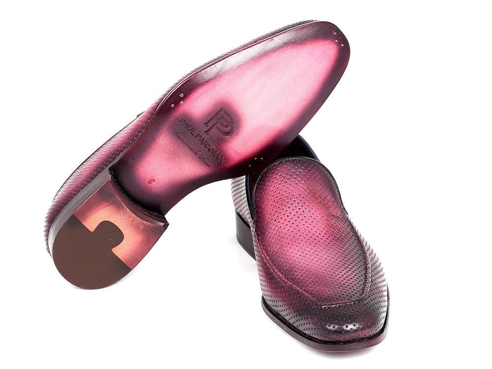 Paul Parkman Perforated Leather Loafers Purple (ID874 - RP)