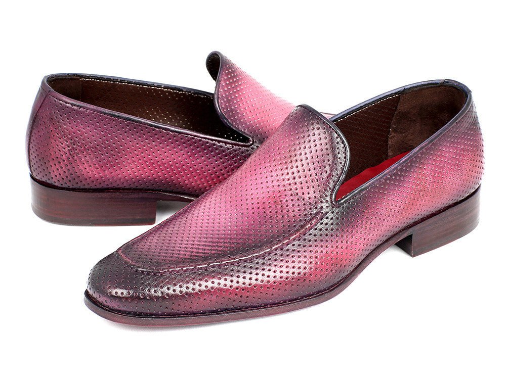 Paul Parkman Perforated Leather Loafers Purple (ID874 - RP)