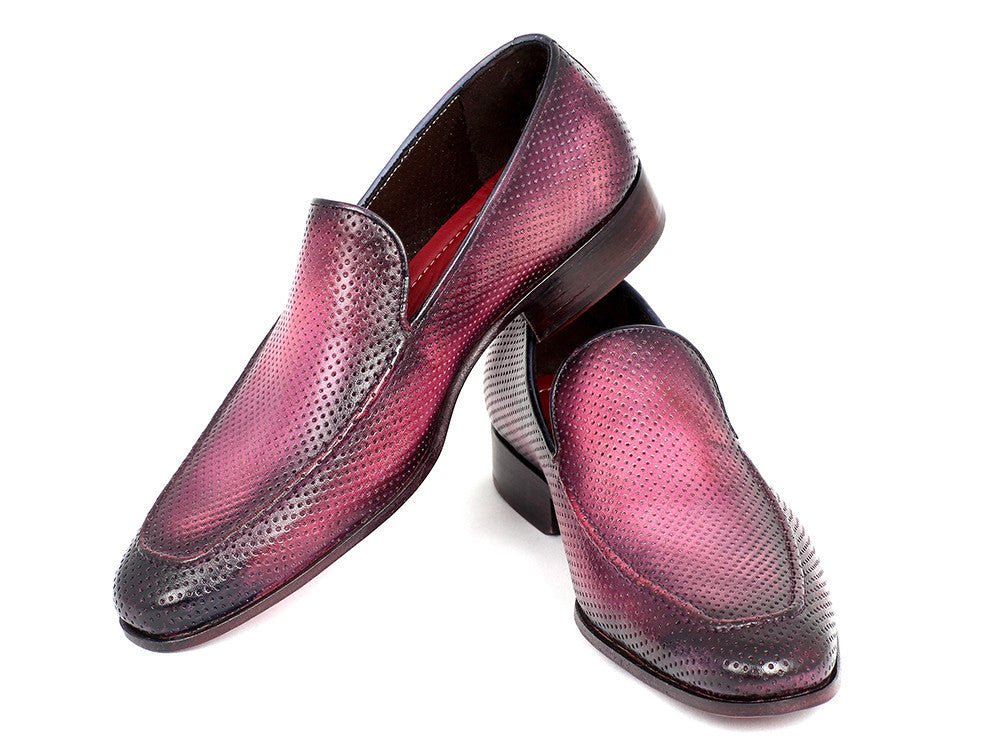 Paul Parkman Perforated Leather Loafers Purple (ID874 - RP)