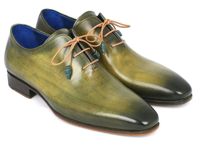 Paul Parkman Plain Toe Wholecut Oxfords Green Hanpainted Leather (ID755 - GRN)