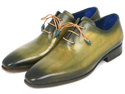 Paul Parkman Plain Toe Wholecut Oxfords Green Hanpainted Leather (ID755 - GRN)