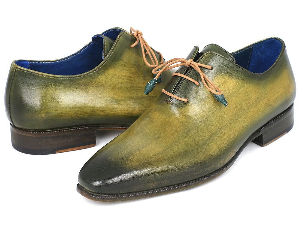 Paul Parkman Plain Toe Wholecut Oxfords Green Hanpainted Leather (ID755 - GRN)