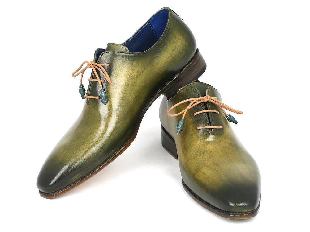Paul Parkman Plain Toe Wholecut Oxfords Green Hanpainted Leather (ID755 - GRN)