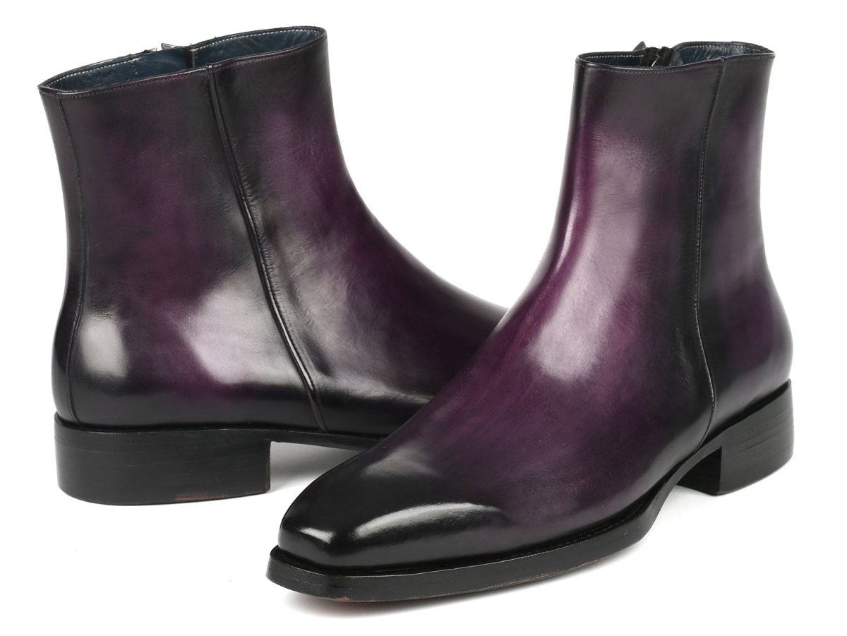 Paul Parkman Purple Burnished Side Zipper Boots Goodyear Welted (IDBT3955 PRP)