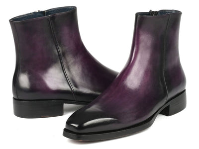 Paul Parkman Purple Burnished Side Zipper Boots Goodyear Welted (IDBT3955 PRP)