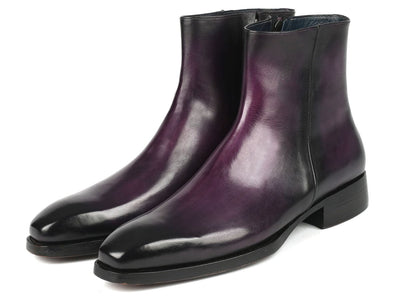 Paul Parkman Purple Burnished Side Zipper Boots Goodyear Welted (IDBT3955 PRP)
