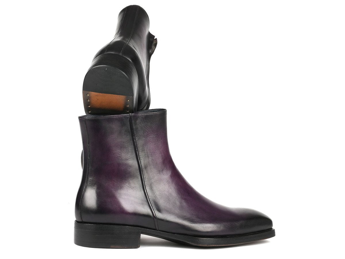 Paul Parkman Purple Burnished Side Zipper Boots Goodyear Welted (IDBT3955 PRP)