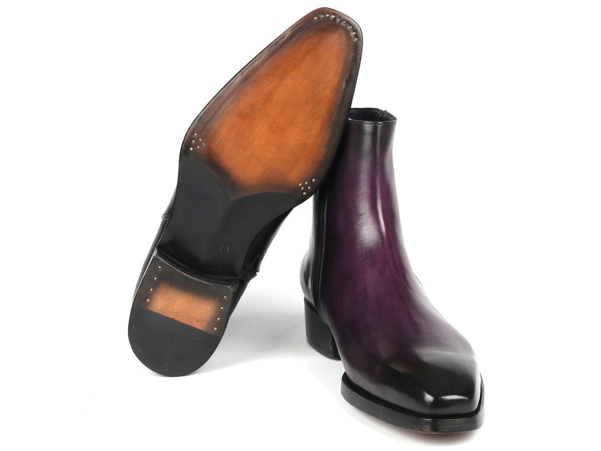 Paul Parkman Purple Burnished Side Zipper Boots Goodyear Welted (IDBT3955 PRP)