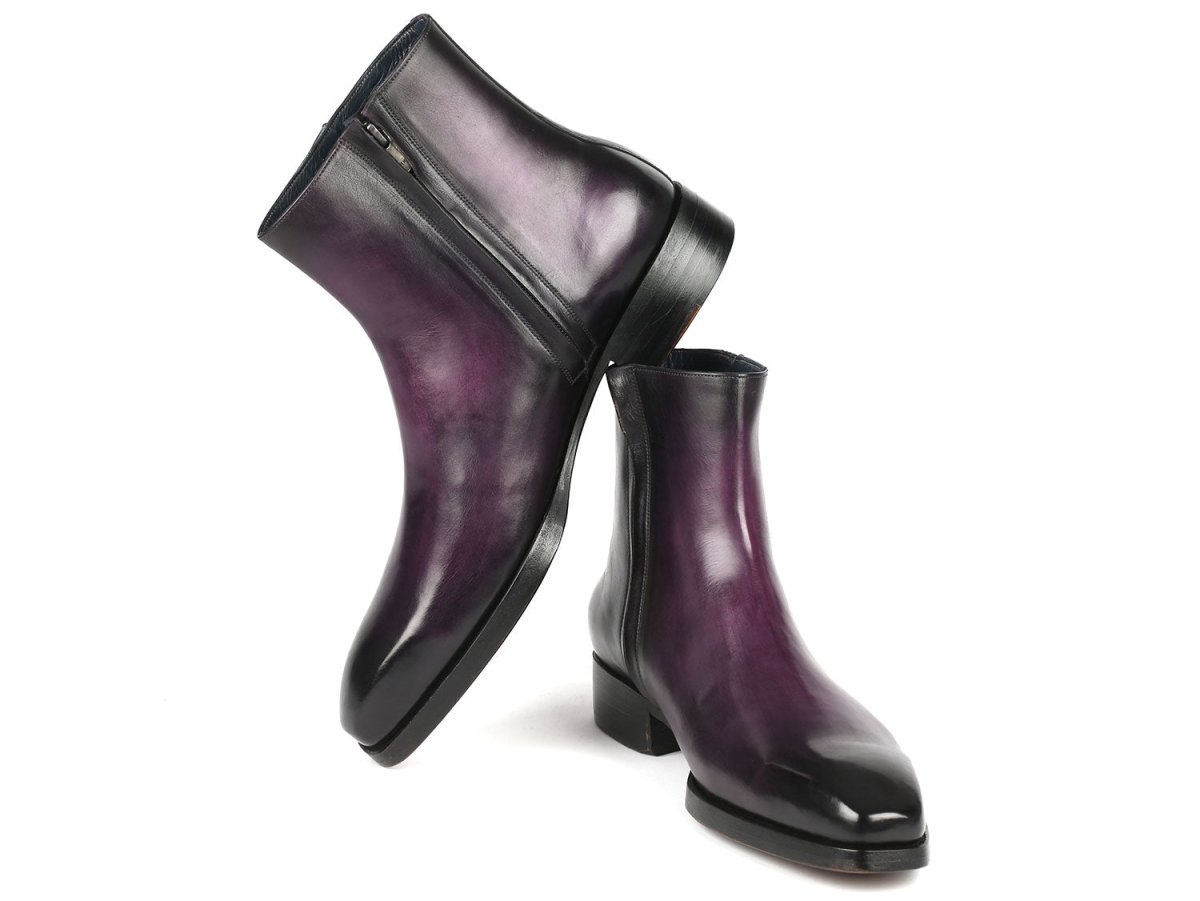Paul Parkman Purple Burnished Side Zipper Boots Goodyear Welted (IDBT3955 PRP)