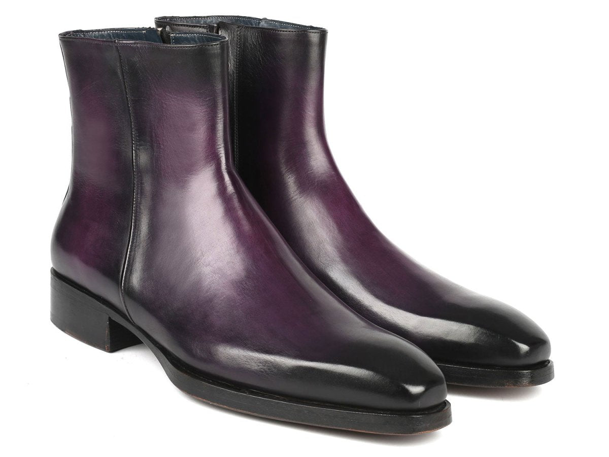 Paul Parkman Purple Burnished Side Zipper Boots Goodyear Welted (IDBT3955 PRP)