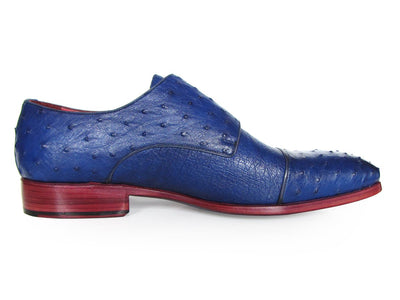 Paul Parkman Sax Blue Genuine Ostrich Double Monkstraps (ID37U33)