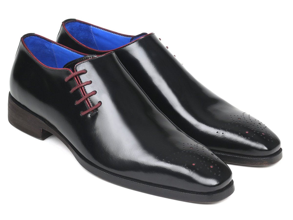 Paul Parkman Side Lace Oxfords Black Polished Leather (ID981X65)