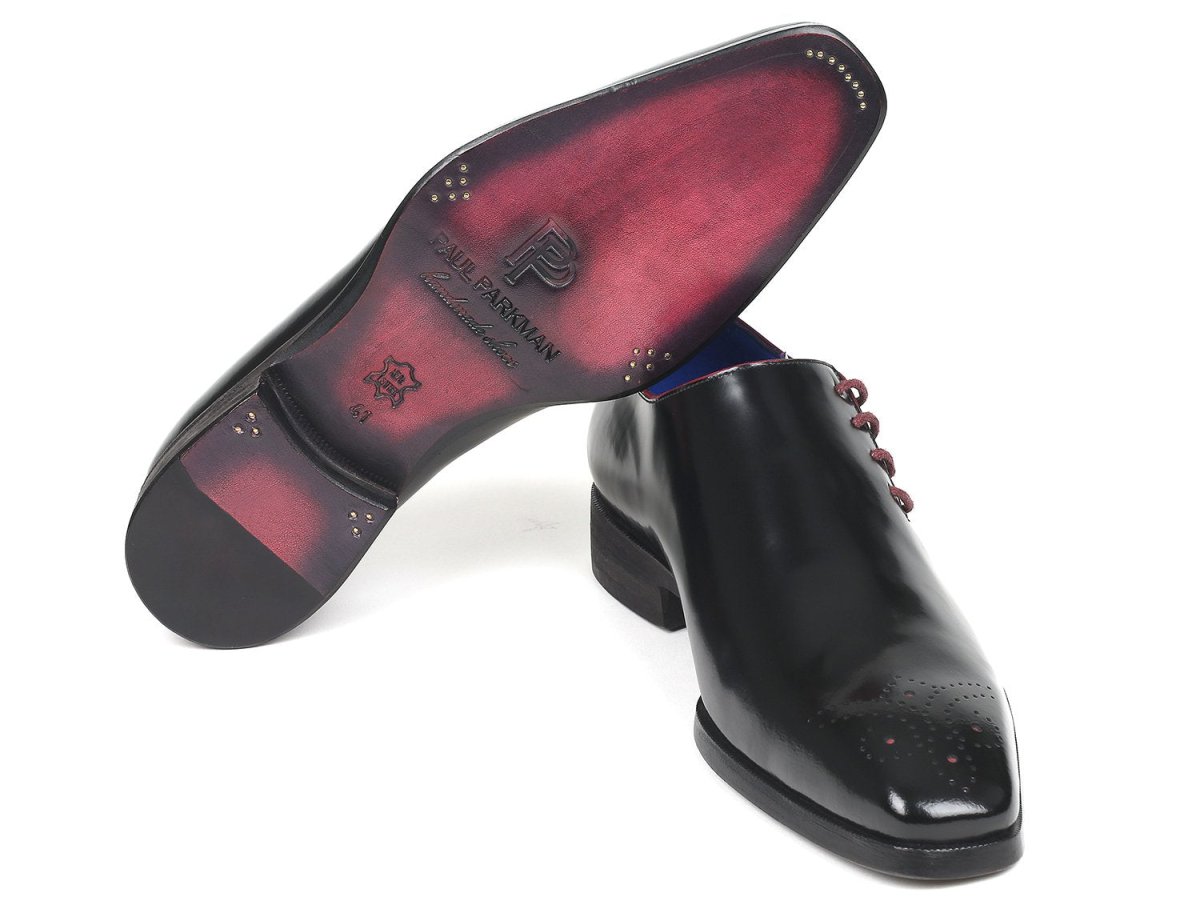 Paul Parkman Side Lace Oxfords Black Polished Leather (ID981X65)