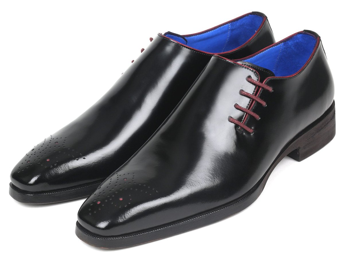 Paul Parkman Side Lace Oxfords Black Polished Leather (ID981X65)