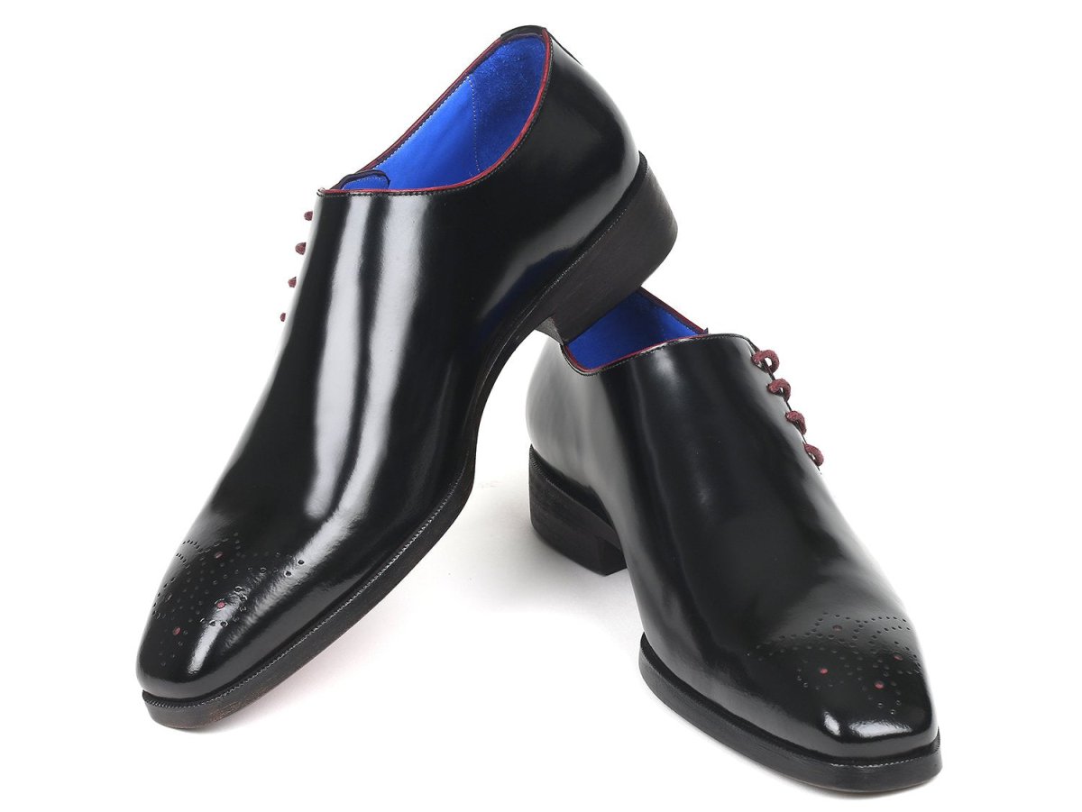 Paul Parkman Side Lace Oxfords Black Polished Leather (ID981X65)