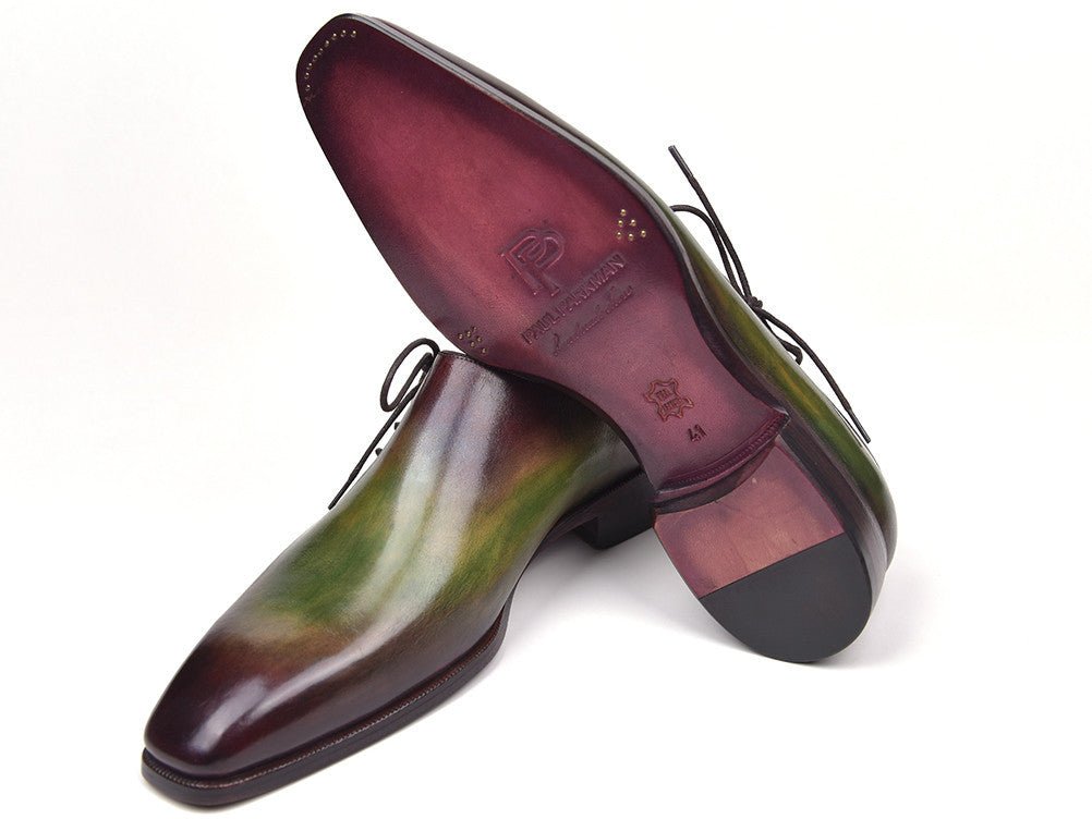 Paul Parkman Side Lace Oxfords Green and Bordeaux (ID885F74)