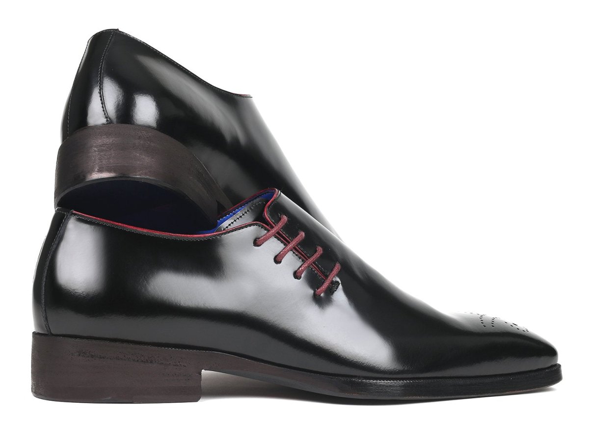 Paul Parkman Side Lace Polished Leather Oxfords in Black