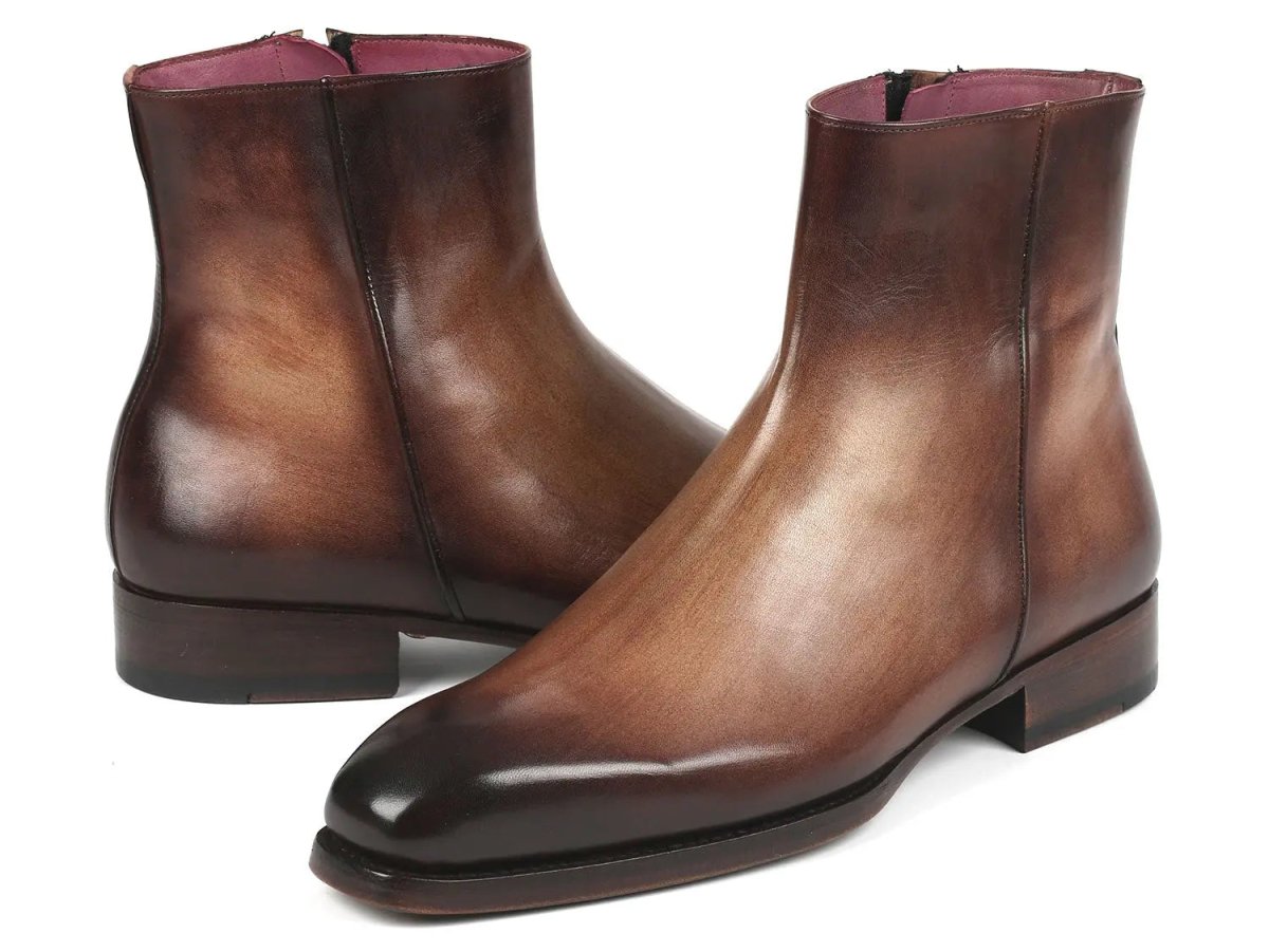 Paul Parkman Side Zipper Boots Goodyear Welted in Brown Burnished