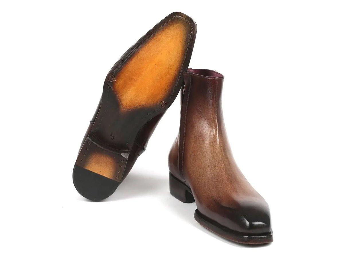 Paul Parkman Side Zipper Boots Goodyear Welted in Brown Burnished