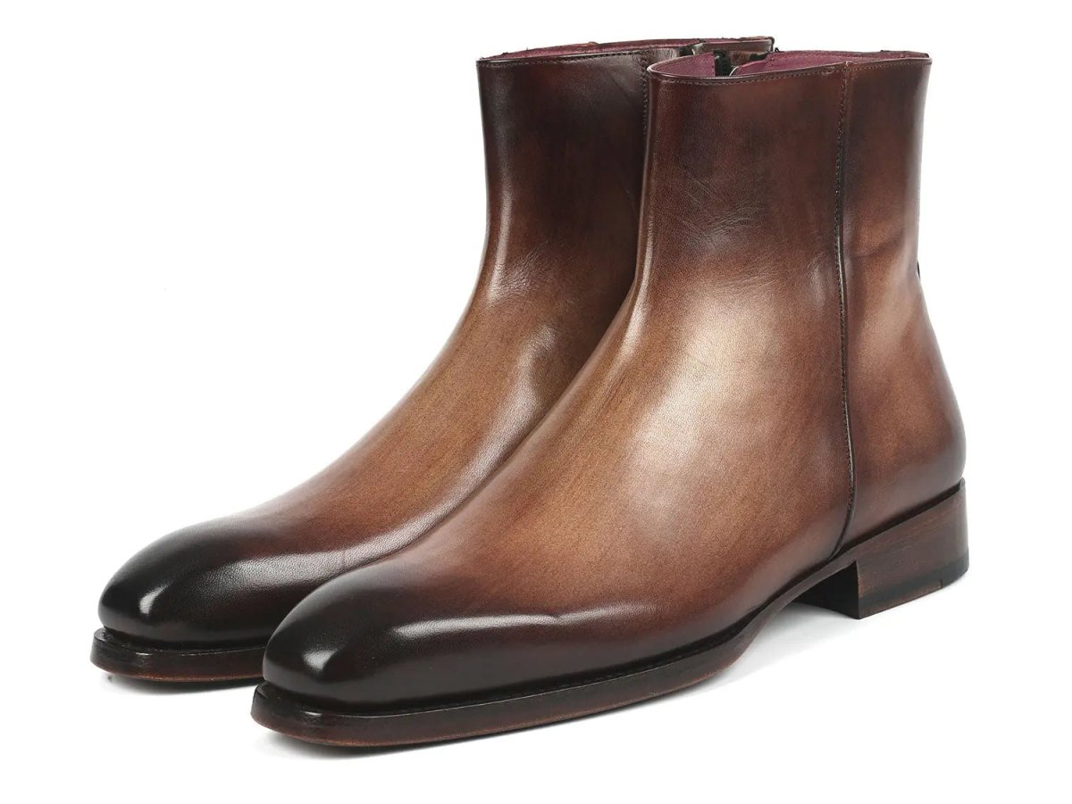 Paul Parkman Side Zipper Boots Goodyear Welted in Brown Burnished