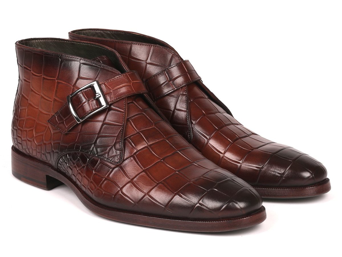 Paul Parkman Single Monk Strap Ankle Boots Brown (ID8638 BRW)