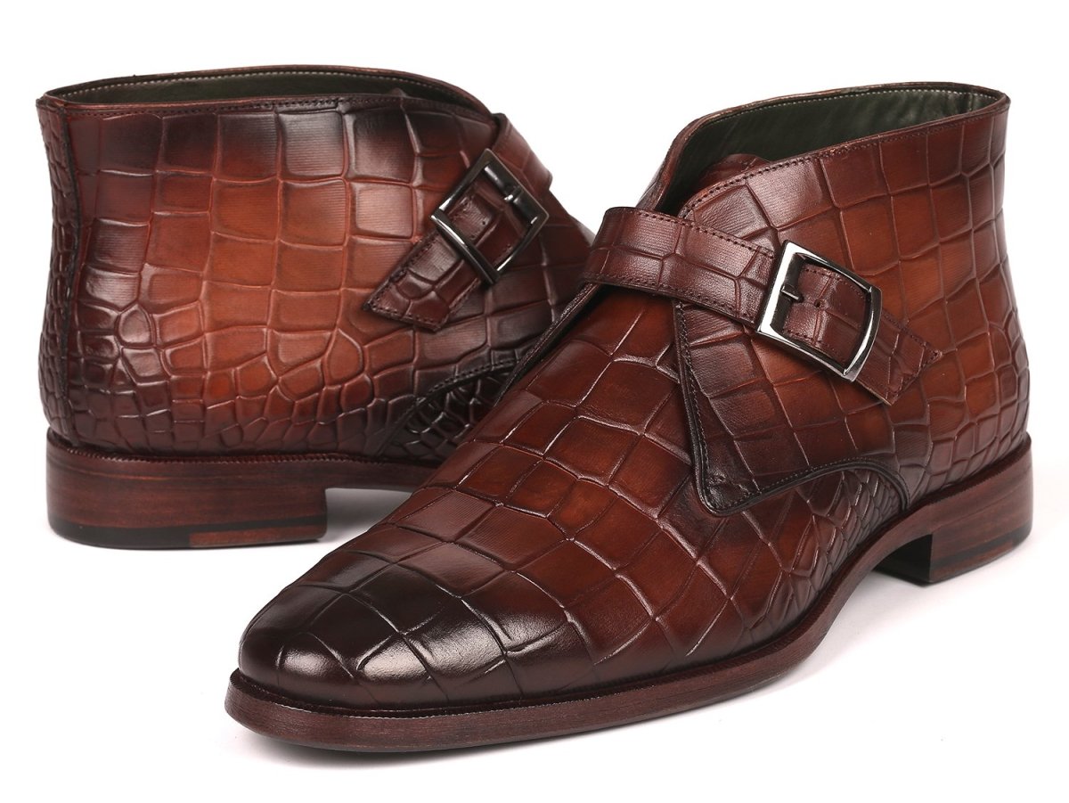 Paul Parkman Single Monk Strap Ankle Boots Brown (ID8638 BRW)