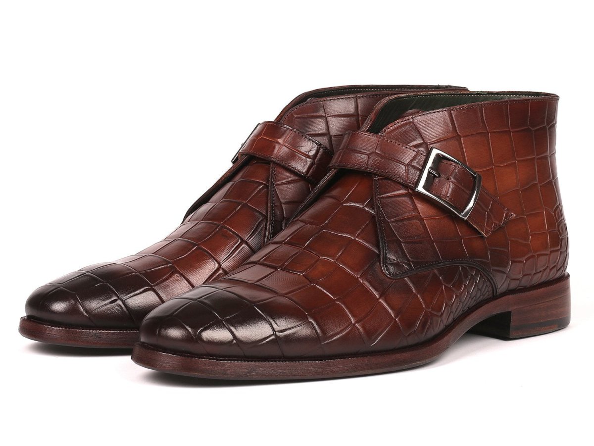 Paul Parkman Single Monk Strap Ankle Boots Brown (ID8638 BRW)