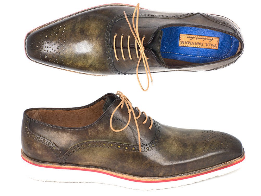 Paul Parkman Smart Casual Oxford Shoes For Men Army Green (ID184SNK - GRN)