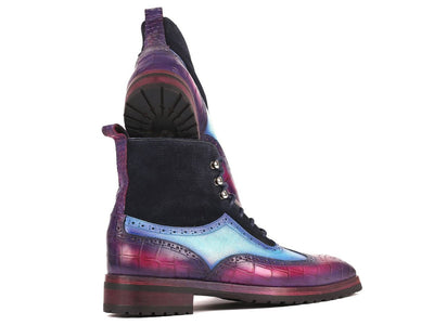 Paul Parkman Three Tone Wingtip Boots Rubber Sole (ID9736PTN)