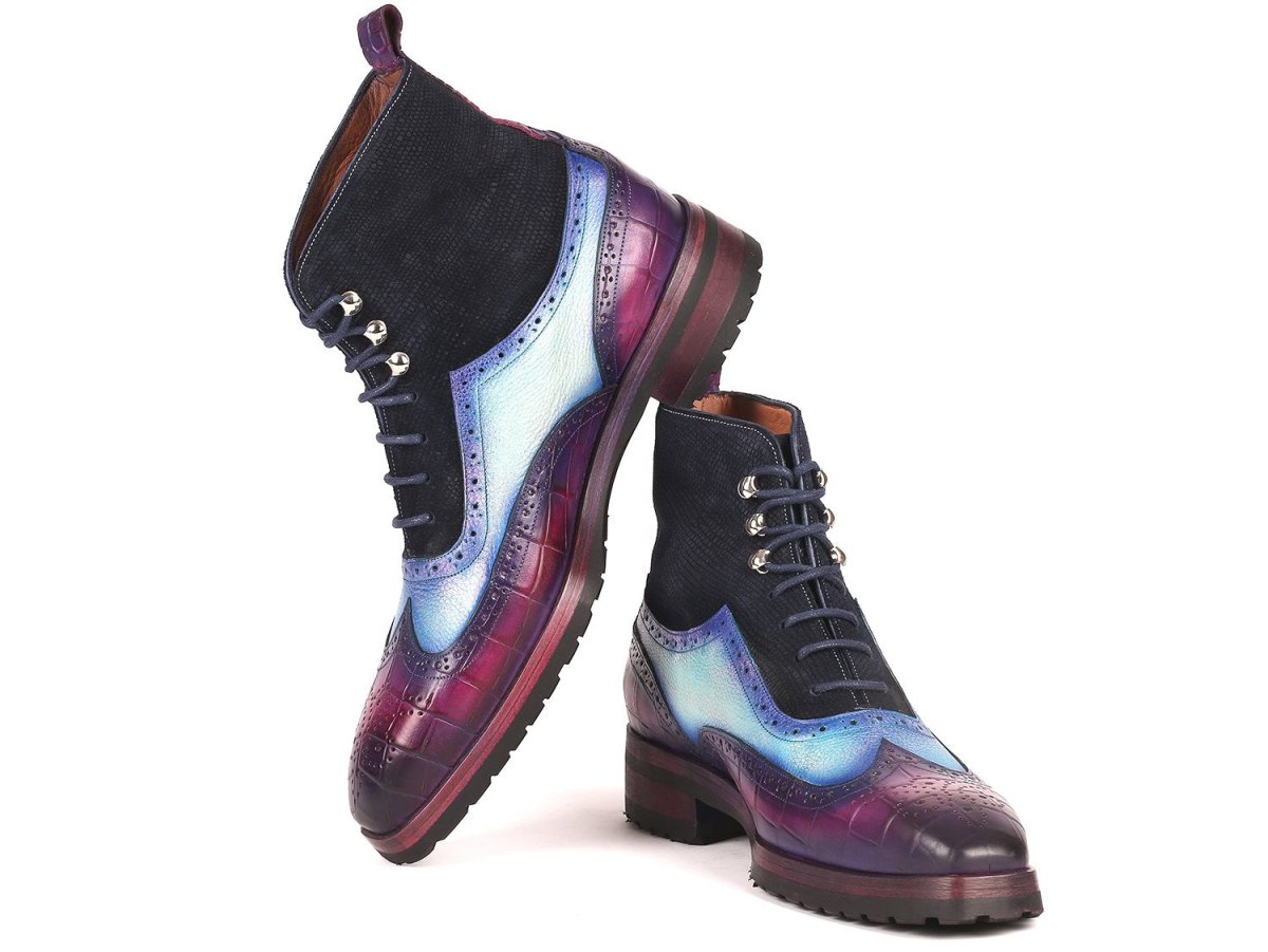 Paul Parkman Three Tone Wingtip Boots Rubber Sole (ID9736PTN)